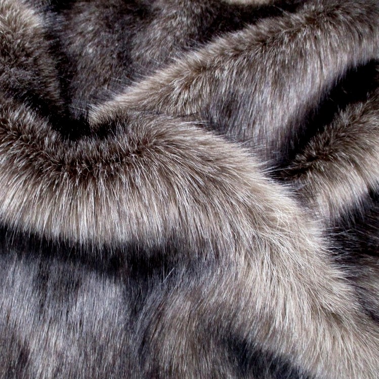 Realistic faux fur fabric, soft and silky effect- Brown-Hoarfrost